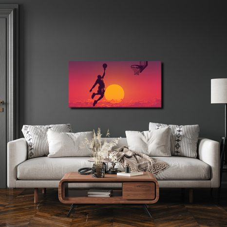 OBRAZ BASKETBALISTA V ZÁPADU SLUNCE - OBRAZY LIDÍ - OBRAZY