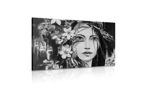 OBRAZ ORIGINÁLNÍ MALBA ŽENY V ČERNOBÍLÉM PROVEDENÍ - ČERNOBÍLÉ OBRAZY - OBRAZY