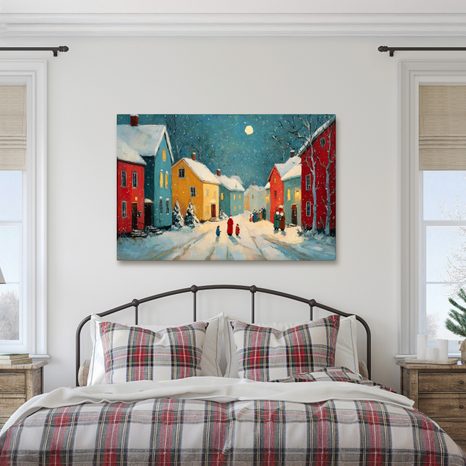 WANDBILD WEIHNACHTLICHE STRASSE BEI NACHT - WEIHNACHTS- UND WINTERBILDER - BILDER