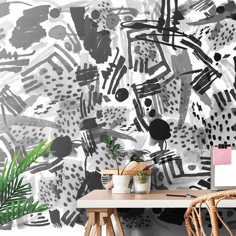 SELF ADHESIVE WALLPAPER BLACK AND WHITE POP ART ABSTRACTION - SELF-ADHESIVE WALLPAPERS - WALLPAPERS