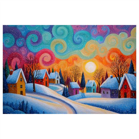 WEIHNACHTLICHES WANDBILD WINTERLICHER ZAUBER DES DORFES - WEIHNACHTS- UND WINTERBILDER - BILDER