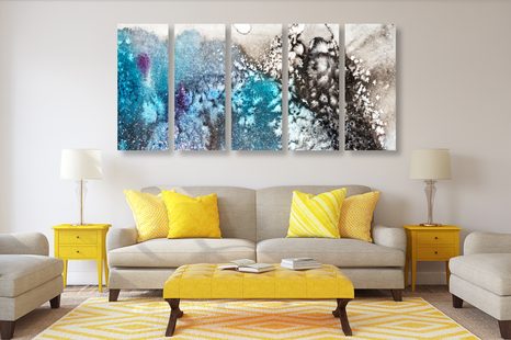 TABLOU 5-PIESE ABSTRACȚIE DE ACUARELĂ - TABLOURI ABSTRACTE - TABLOURI