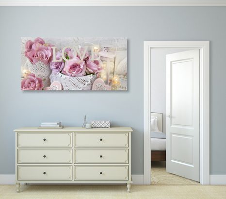 OBRAZ VINTAGE DEKORACE S NÁPISEM LOVE - VINTAGE A RETRO OBRAZY - OBRAZY