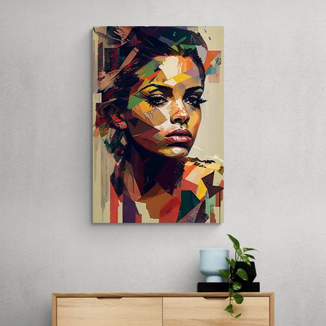 WANDBILD SCHÖNHEIT EINER FRAU IM PATCHWORK-DESIGN - WANDBILDER FRAUEN - BILDER