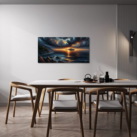 OBRAZ BOUŘKOVÉ MRAKY NAD OCEÁNEM - OBRAZY VÝCHOD A ZÁPAD SLUNCE - OBRAZY