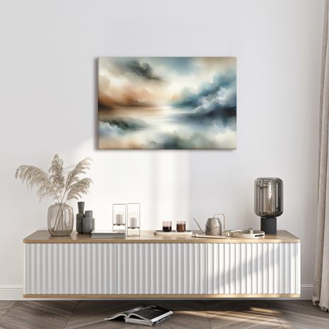 WANDBILD MORGENDLICHER NEBEL ÜBER DEM WASSER - BILDER SEEN - BILDER