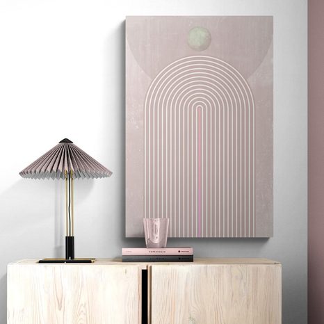 SLIKA MODERNA RUŽIČASTA DUGA MID-CENTURY - APSTRAKTNE SLIKE - SLIKE