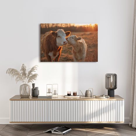 OBRAZ ZÁPAD SLUNCE NA PASTVINĚ - OBRAZY BUVOLI A KRÁVY - OBRAZY