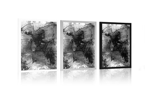 PLAKÁT MODERNÍ MEDIÁLNÍ MALBA V ČERNOBÍLÉM PROVEDENÍ - ČERNOBÍLÉ - PLAKÁTY