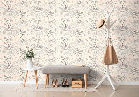 CARTA DA PARATI – GIARDINO CON TOCCO AUTUNNALE - CARTA DA PARATI NATURA - CARTA DA PARATI