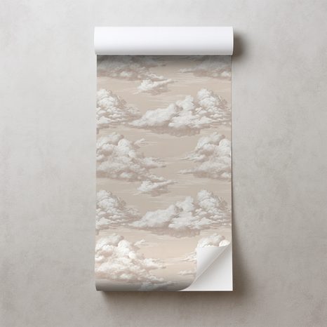 SAMOLEPÍCÍ TAPETA BÉŽOVÉ VINTAGE MRAKY - VZOROVANÉ TAPETY - TAPETY