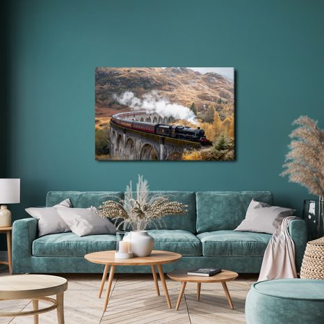 QUADRO SU TELA – TRENO A VAPORE STORICO - QUADRI CAMPI E PRATI - STAMPE E QUADRI