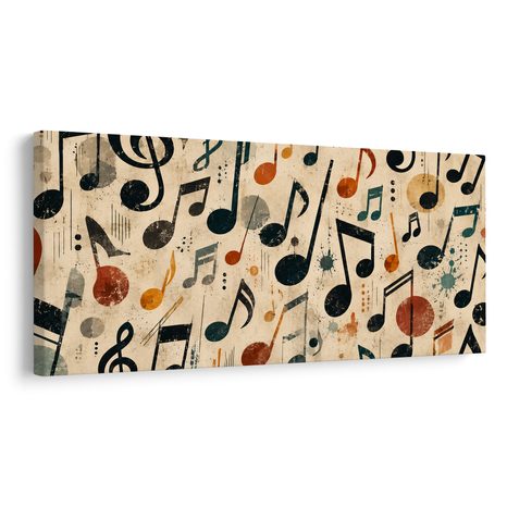 WANDBILD BUNTE MUSIKALISCHE NOTEN - MUSIKBILDER - BILDER