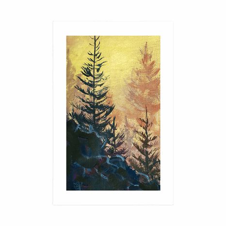 AFFICHE AVEC PASSE-PARTOUT – PEINTURE DE LA FORÊT - NATURE - AFFICHES