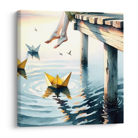 OBRAZ ODPOČINEK NA MOLU U JEZERA - OBRAZY MOŘE A PLÁŽ - OBRAZY