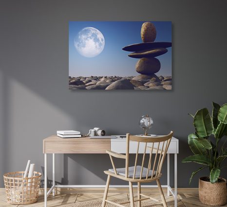 OBRAZ SKLÁDANÉ KAMENY V MĚSÍČNÍM SVĚTLE - OBRAZY FENG SHUI - OBRAZY