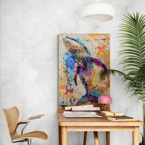 QUADRO SU TELA – BALENA CON IMITAZIONE DI PITTURA - QUADRI DI BALENE - STAMPE E QUADRI