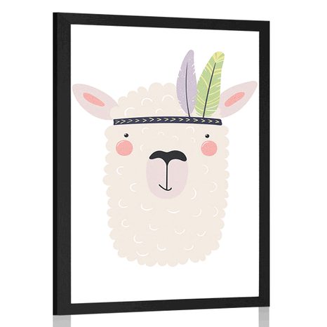 POSTER INDIAN LLAMA WITH FEATHERS - ANIMALS - POSTERS