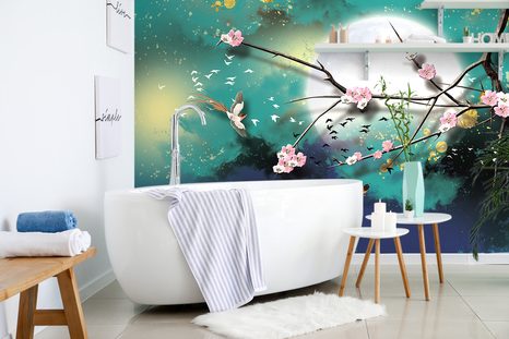 WALLPAPER TREE BRANCHES UNDER THE FULL MOON - WALLPAPERS SPACE AND STARS - WALLPAPERS