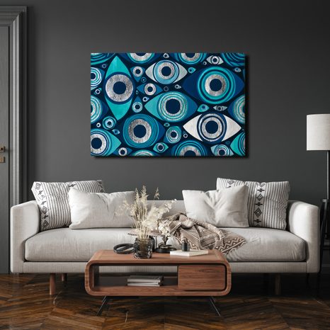 TABLEAU SUR TOILE – YEUX TURQUOISE ABSTRAITS - TABLEAUX PAR THÈME - TABLEAUX