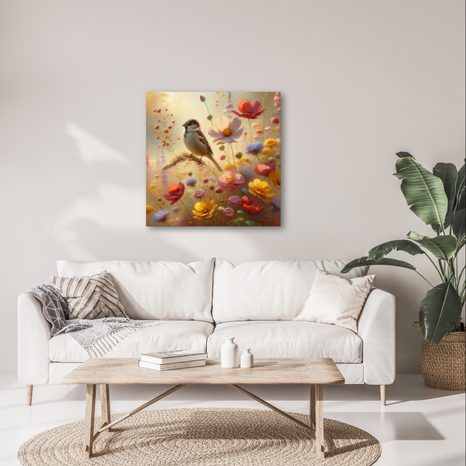 OBRAZ PTÁČEK V ROZKVETLÉ PŘÍRODĚ - OBRAZY PTÁCI - OBRAZY