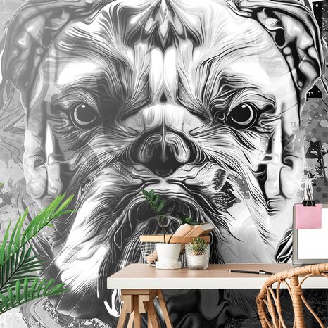 WALLPAPER BULLDOG IN BLACK AND WHITE - BLACK AND WHITE WALLPAPERS - WALLPAPERS
