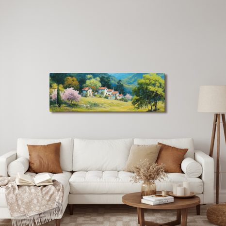 OBRAZ POHLED NA HORSKOU VESNICI - BAREVNÉ DOMY - OBRAZY