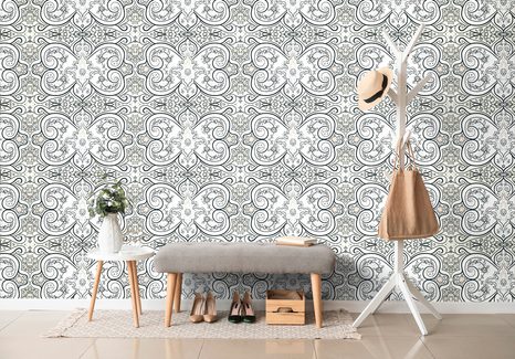 CARTA DA PARATI – MOTIVO IN BIANCO E NERO DI LUSSO - CARTA DA PARATI SCHEMA - CARTA DA PARATI