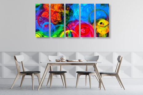 5-RÉSZES KÉP SZÍNES ABSZTRAKCIÓ - ABSZTRAKT KÉPEK - KÉPEK