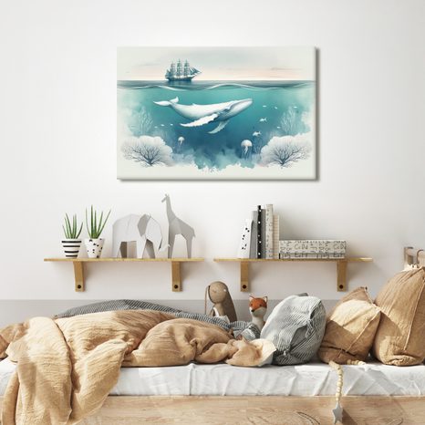 OBRAZ VELRYBA A KORÁLY POD HLADINOU - OBRAZY VELRYBY - OBRAZY