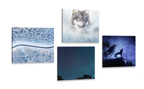 CANVAS PRINT SET LONE WOLF - SET OF PICTURES - PICTURES