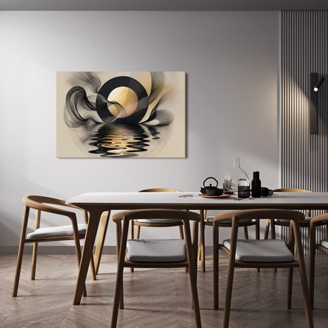 TABLEAU SUR TOILE – LUNE ABSTRAITE SUR L’EAU - TABLEAUX - 🔥 VENTE TOTALE