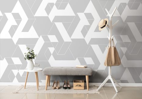 TAPETA ŠEDO-BÍLÁ SKLÁDAČKA VZORŮ - VZOROVANÉ TAPETY - TAPETY
