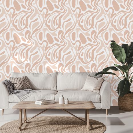 SAMOLEPÍCÍ FOTOTAPETA ORGANICKÉ BÉŽOVÉ VLNY - VZOROVANÉ TAPETY - TAPETY