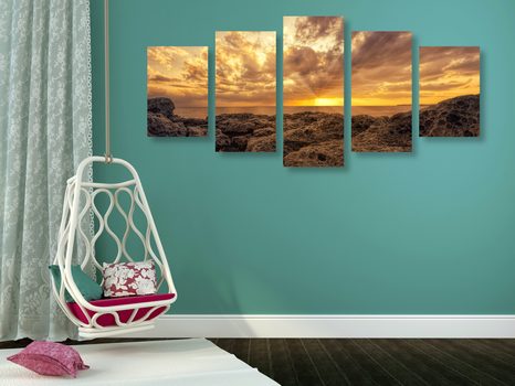 5-DÍLNÝ OBRAZ SKÁLY MOŘE - OBRAZY PŘÍRODY A KRAJINY - OBRAZY