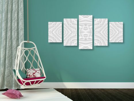5-DÍLNÝ OBRAZ S KALEIDOSKOPOVÝM VZOREM - ABSTRAKTNÍ OBRAZY - OBRAZY