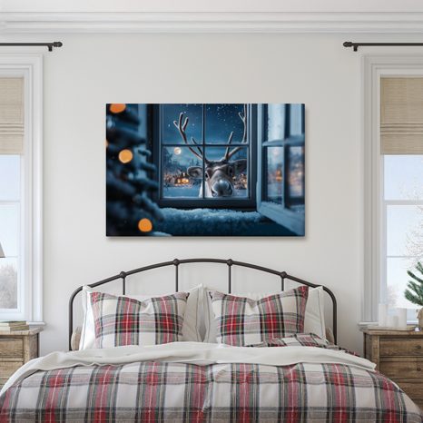 WANDBILD NEUGIERIGES WEIHNACHTSHRENTIER - WEIHNACHTS- UND WINTERBILDER - BILDER