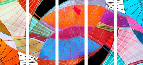 5-TEILIGES WANDBILD MEHRFARBIGE ABSTRAKTION - POP-ART-BILDER - BILDER