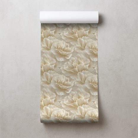 TAPETA KRÉMOVÉ KVĚTY VE VINTAGE STYLU - VZOROVANÉ TAPETY - TAPETY