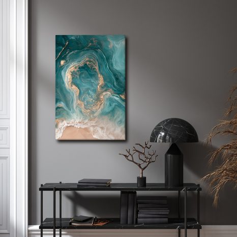 CANVASTAVLA ABSTRAKT OCEAN I SANDTONER - TAVLOR MED HAV OCH STRAND - TAVLOR