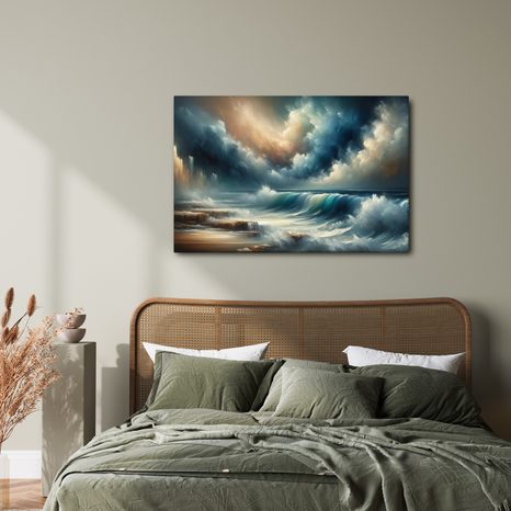 OBRAZ BOUŘE NAD OCEÁNEM - OBRAZY MOŘE A PLÁŽ - OBRAZY