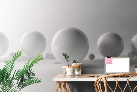 TAPETA ŠEDÉ KULIČKY - ABSTRAKTNÍ TAPETY - TAPETY