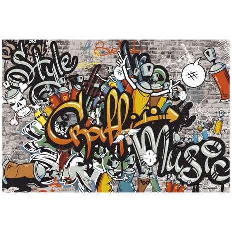 SAMOLEPÍCÍ TAPETA GRAFFITI NA CIHLOVÉ ZDI - SAMOLEPÍCÍ TAPETY - TAPETY