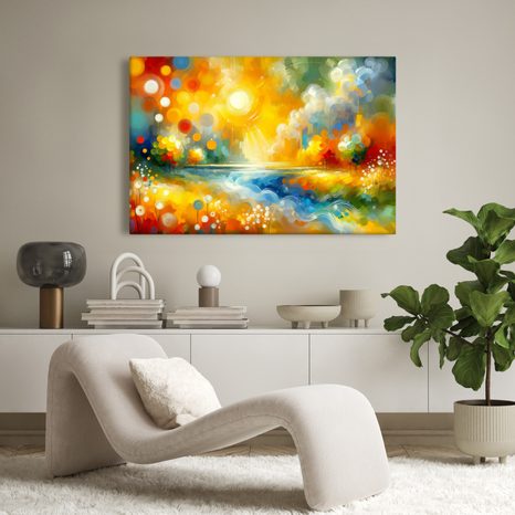 OBRAZ ZÁŘIVÉ SLUNCE NAD ŘEKOU - OBRAZY PŘÍRODY A KRAJINY - OBRAZY