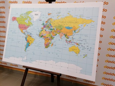 WANDBILD AUF KORK KLASSISCHE WELTKARTE MIT WEISSEM RAND - WANDBILDER AUF KORK - BILDER