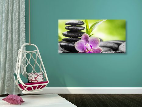 QUADRO SU TELA – COMPOSIZIONE ZEN TROPICALE - QUADRI FENG SHUI - STAMPE E QUADRI