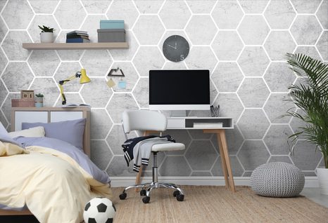 TAPETA ŠEDÝ HEXAGON VZOR - VZOROVANÉ TAPETY - TAPETY