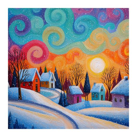 WANDBILD FESTLICHER ABEND IN DEN BERGEN - WEIHNACHTS- UND WINTERBILDER - BILDER