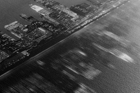 OBRAZ ODBICIE MANHATTANU W WODZIE W WERSJI CZARNO-BIAŁEJ - OBRAZY CZARNO-BIAŁE - OBRAZY