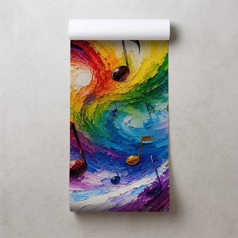 TAPETE BUNTE MUSIK-WELLEN - MUSIK FOTOTAPETEN - TAPETEN